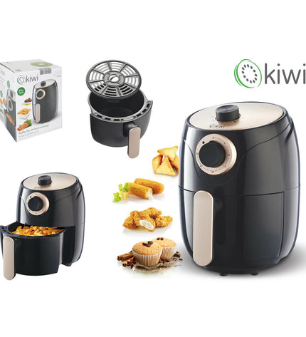Kiwi luchtfriteuse 1000W with 2L capacity, compact electric kitchen appliance for healthy frying, shown on a clean countertop.