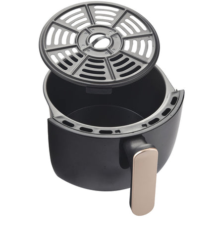 Kiwi luchtfriteuse with 1000W power and 2L capacity, compact electric kitchen appliance for healthy frying, black and silver finish