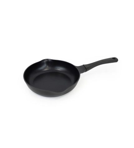 Set of six Quttin aluminium pans for household cooking, shown stacked with handles visible and a shiny metallic finish.