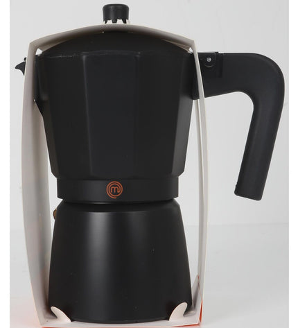 Set of six MasterChef Italian coffee pots for stovetop brewing, featuring classic design and stainless steel finish.