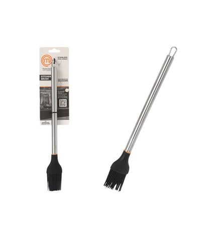 Set of 24 MasterChef silicone and stainless steel kitchen brushes, 31 cm for baking and cooking tasks, with a clean background.