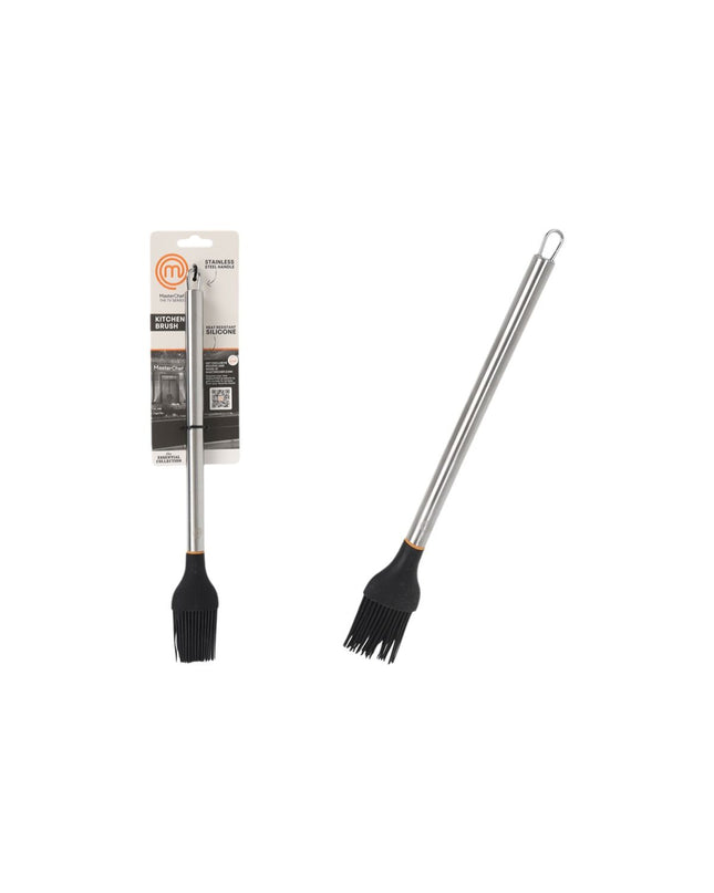 Set of 24 MasterChef silicone and stainless steel kitchen brushes, 31 cm for baking and cooking tasks, with a clean background.