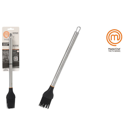 Set of 24 MasterChef 31 cm silicone and stainless steel kitchen brushes for baking and cooking tasks, shown in a neat arrangement.