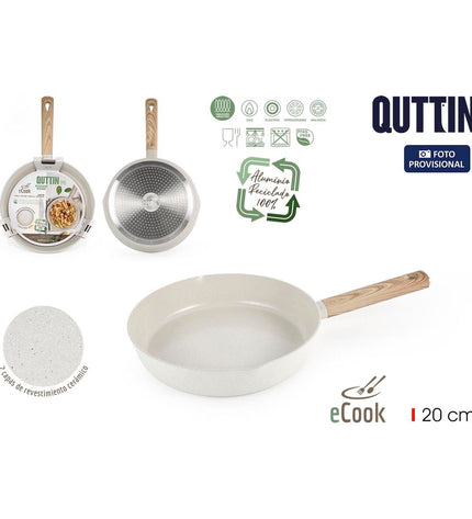 Set of six Quttin ECOOK Wit kitchen utensils with wooden handles, ideal for cooking and food preparation.