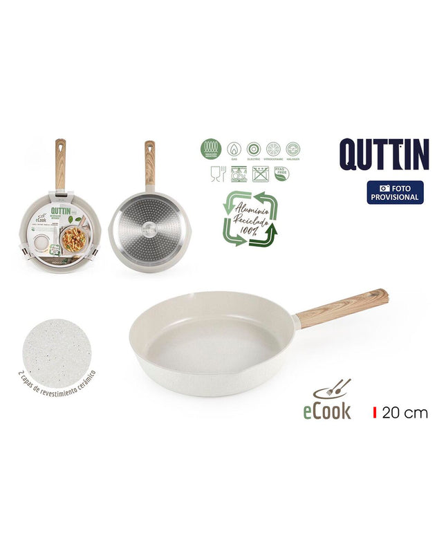 Set of six Quttin ECOOK Wit kitchen utensils with wooden handles, ideal for cooking and food preparation.