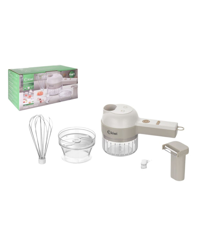 Set of six portable Kiwi mini rechargeable food choppers with 200 ml capacity, compact kitchen gadgets for chopping and blending.