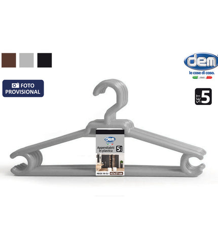 Set of 12 Dem plastic hangers in multiple colors, 42 x 20 cm, ideal for home storage and organization.