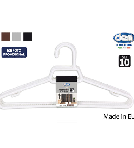 Set of 10 colorful plastic Kleerhangerset Dem, 38x17.5 cm, for home organization and storage, with evenly spaced clips.