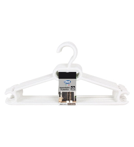Set of 10 colorful plastic Kleerhangers from Dem, measuring 0.5 x 37 x 18.5 cm, ideal for home storage and organization.