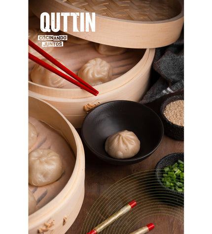 Quttin bamboo steamers, 20x8.5 cm, set of 12, for home cooking, round bamboo kitchen cookware with lids.