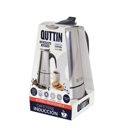 Quttin Italian coffee pot set with 9 cups, traditional stovetop design, for brewing authentic Italian coffee.