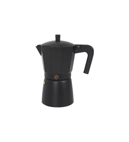 Set of six MasterChef Italian coffee pots for stovetop brewing, featuring classic design and stainless steel construction.