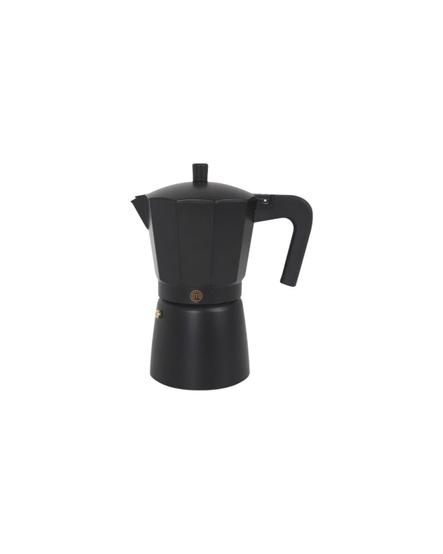 Set of six MasterChef Italian coffee pots for stovetop brewing, featuring classic design and stainless steel construction.