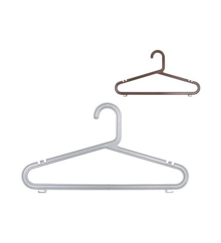 Set of 12 Dem plastic clothing hangers with 8 pieces each, ideal for home organization and wardrobe storage.
