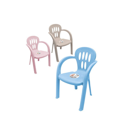 Child's wooden chair by Dem, measuring 35x33x90 cm, suitable for kids' rooms or play areas, with a simple, sturdy design.