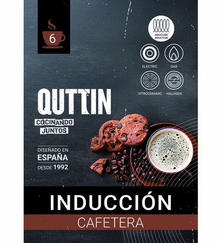 Set of six Quttin Italian coffee pots in black, 0.3L each, ideal for brewing traditional Italian coffee at home.