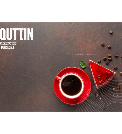 Red aluminium Italian coffee pot Quttin 0.45L, suitable for making traditional espresso, shown in a set of six.