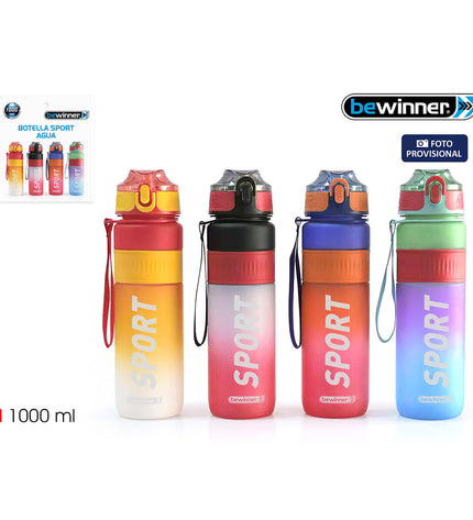 Set of 12 Bewinner multicolour 1L water bottles for sports, outdoor, camping, and hiking, with 7.8x28cm size.