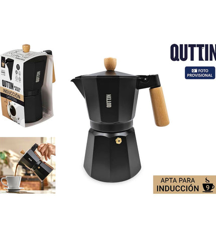 Six Quttin aluminium Italian coffee pots, 0.45L each, for brewing traditional espresso or coffee in the kitchen.
