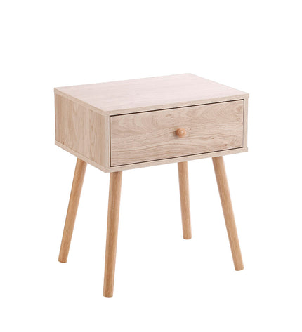 Set of four MobleKit brown nightstands with wood MDF finish, 40x30x47 cm, featuring a simple, modern design for bedroom furniture.
