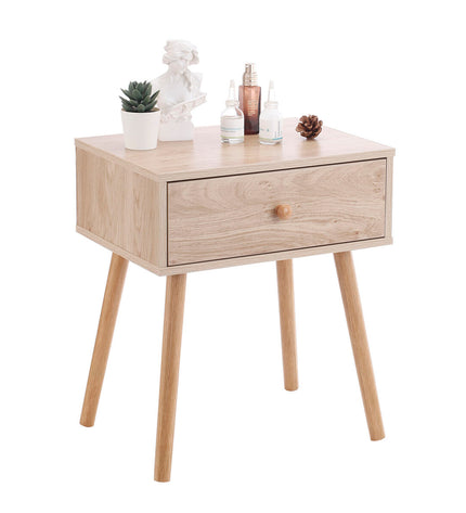 Set of four MobleKit brown wooden nightstands with MDF surfaces, measuring 40x30x47 cm, for bedroom storage and decor.