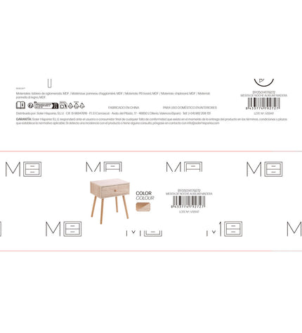 Set of four MobleKit brown wooden nightstands, 40x30x47 cm, MDF furniture for bedroom or living space.