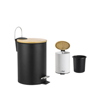 Confortime 3L plastic pedal bin set with six beige trash cans for home kitchen storage and organization.