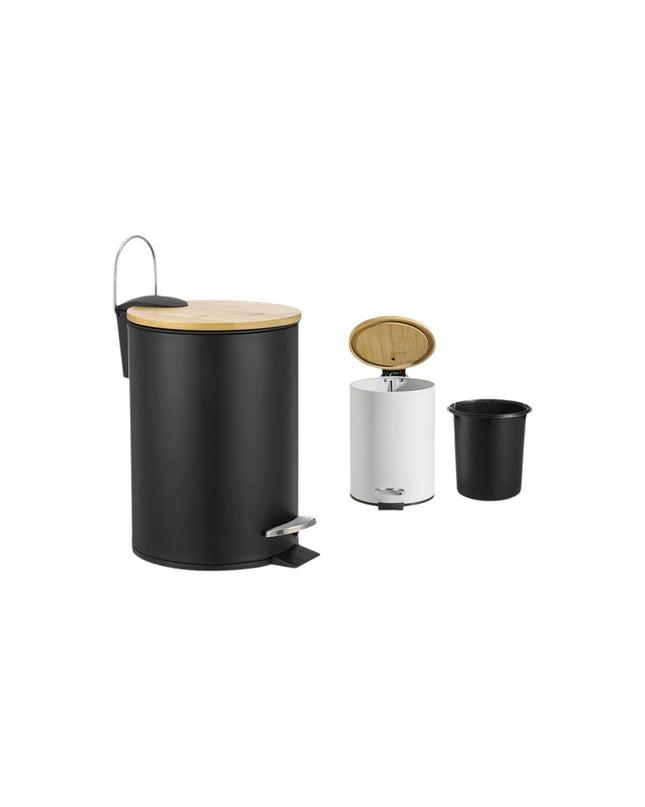 Confortime 3L plastic pedal bin set with six beige trash cans for home kitchen storage and organization.