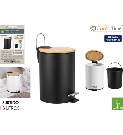 Confortime 3L Pedaalemmer waste bin set with six durable, plastic kitchen trash cans for home storage and organization.