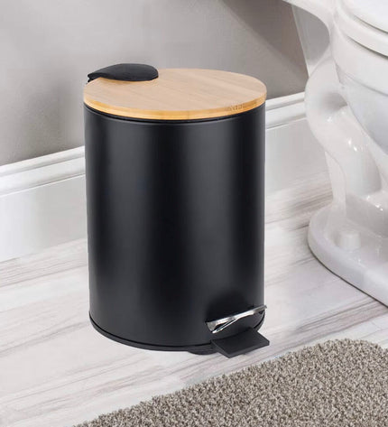 Confortime 3L Pedaalemmer trash bins, six-pack, for kitchen organization and waste disposal, with white plastic lids and compact design.