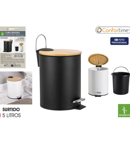 Set of six Confortime 5L pedal bins for home and kitchen storage, featuring foot pedal operation and durable plastic construction.