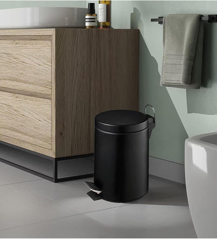 Set of six black Confortime 3L pedal trash bins for home and kitchen storage, with foot pedal operation and sleek design.