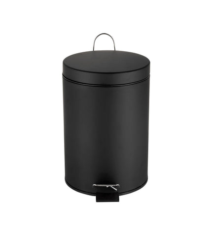 Set of six black Confortime 3L pedal bins for home and kitchen storage, with foot pedals for hands-free waste disposal.