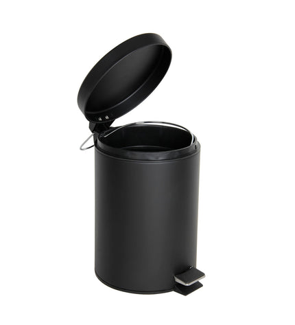 Confortime black 3L pedal trash bin, household kitchen waste container, set of 6, compact and durable design.