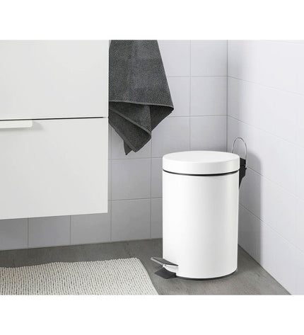 Confortime white 3L pedal bin, household storage and organization, 6-piece set, compact kitchen and home waste containers