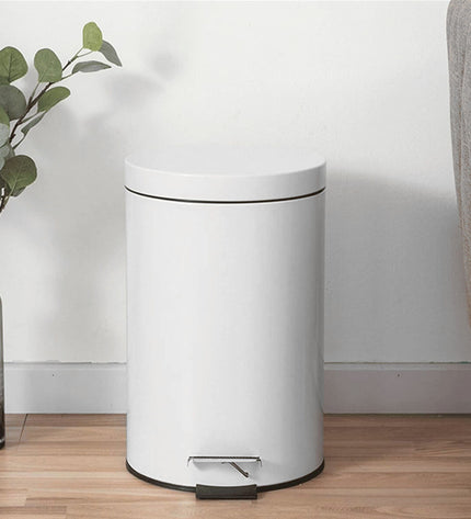 Set of six Confortime white 3L pedal bins for home and kitchen storage, with a sleek design and foot pedal operation.
