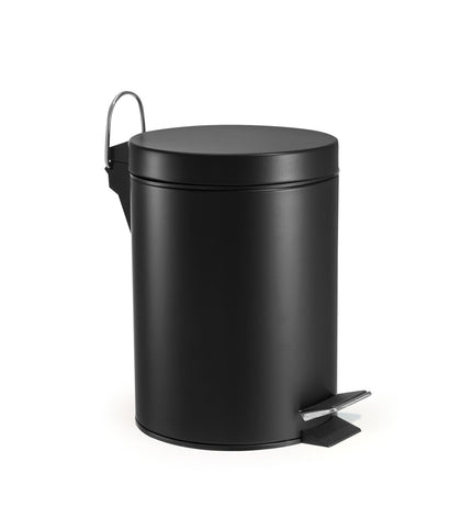 Six black Confortime 5L pedal bins for home kitchen storage and organization, with foot pedal operation and durable plastic construction.