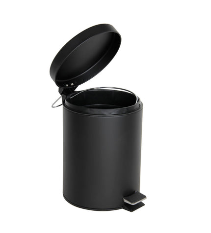 Set of six black Confortime 5L pedal bins for household kitchen storage and organization, with foot pedal for hands-free use.