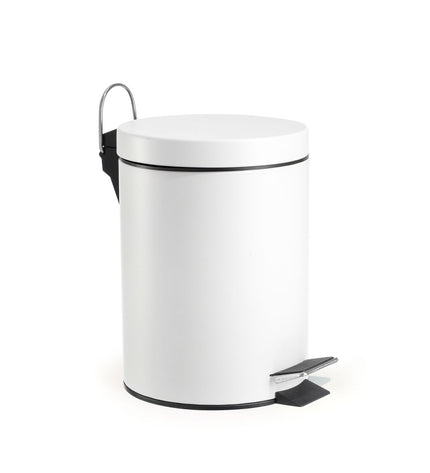 Set of six white Confortime 5L pedal bins for home kitchen storage and organization, with foot pedal for hands-free opening.