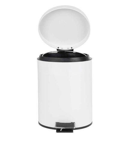 Six Confortime white 5L pedal bins for home and kitchen storage, featuring durable plastic construction and foot pedal operation.