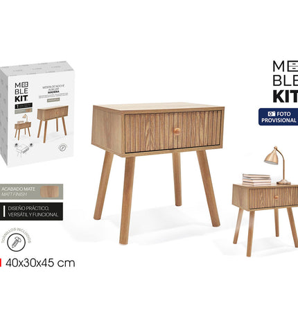 Pair of MobleKit brown bedside tables with 40x30x45 cm dimensions, featuring a simple design suitable for bedroom or living room.