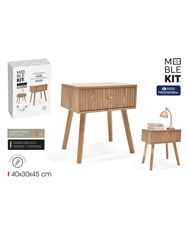 Pair of MobleKit brown bedside tables with 40x30x45 cm dimensions, featuring a simple design suitable for bedroom or living room.