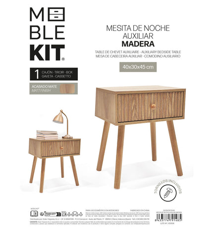 Pair of MobleKit brown nightstands, 40x30x45 cm, with a sleek design, suitable for bedroom storage and decor.