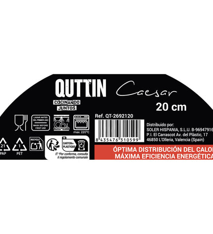 Six Quttin Caesar silver-colored stainless steel kitchen pans, household cookware for cooking and kitchen use.