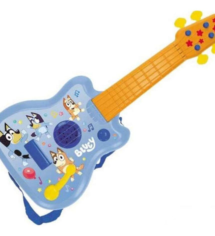 Fisher-Price Bluey keyboard toy for kids, colorful musical instrument with blue and yellow design, suitable for young children.