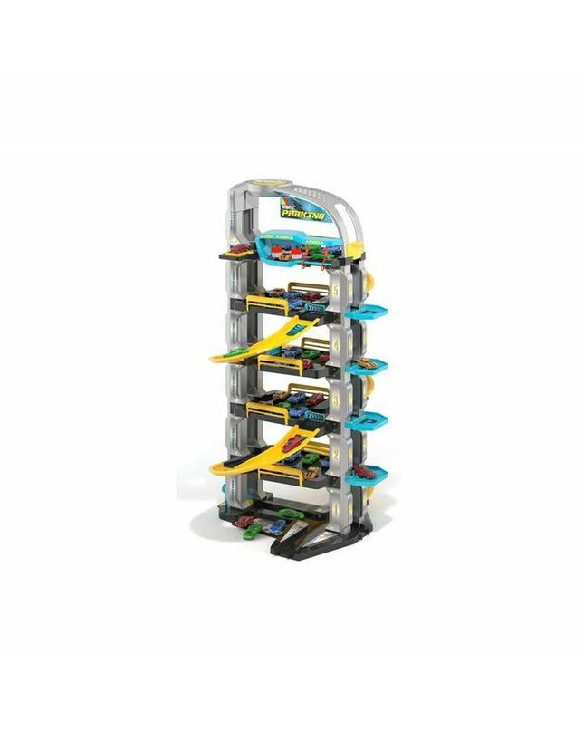 Moltó Future parking garage toy with six levels, designed for dolls and action figures, featuring detailed multi-story structure.