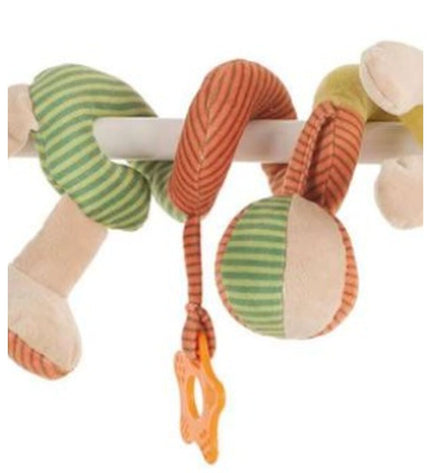 BigBuy Fun multicolour spiral plush rabbit toy for dogs, 22 cm soft chew toy for pets.
