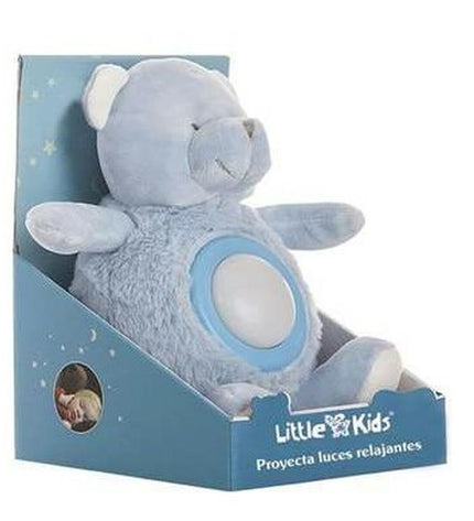 BigBuy Fun blue plush teddy bear with built-in music and lights, 20cm soft toy for children, cuddly and entertaining.