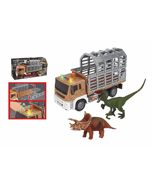 BigBuy Fun 1:16 scale dinosaur truck toy, detailed vehicle for children, featuring colorful dinosaur designs and realistic features.