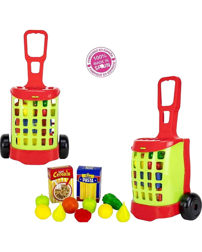 BigBuy Fun 32-piece toy shopping cart with colorful plastic components, suitable for imaginative play and role-playing games.